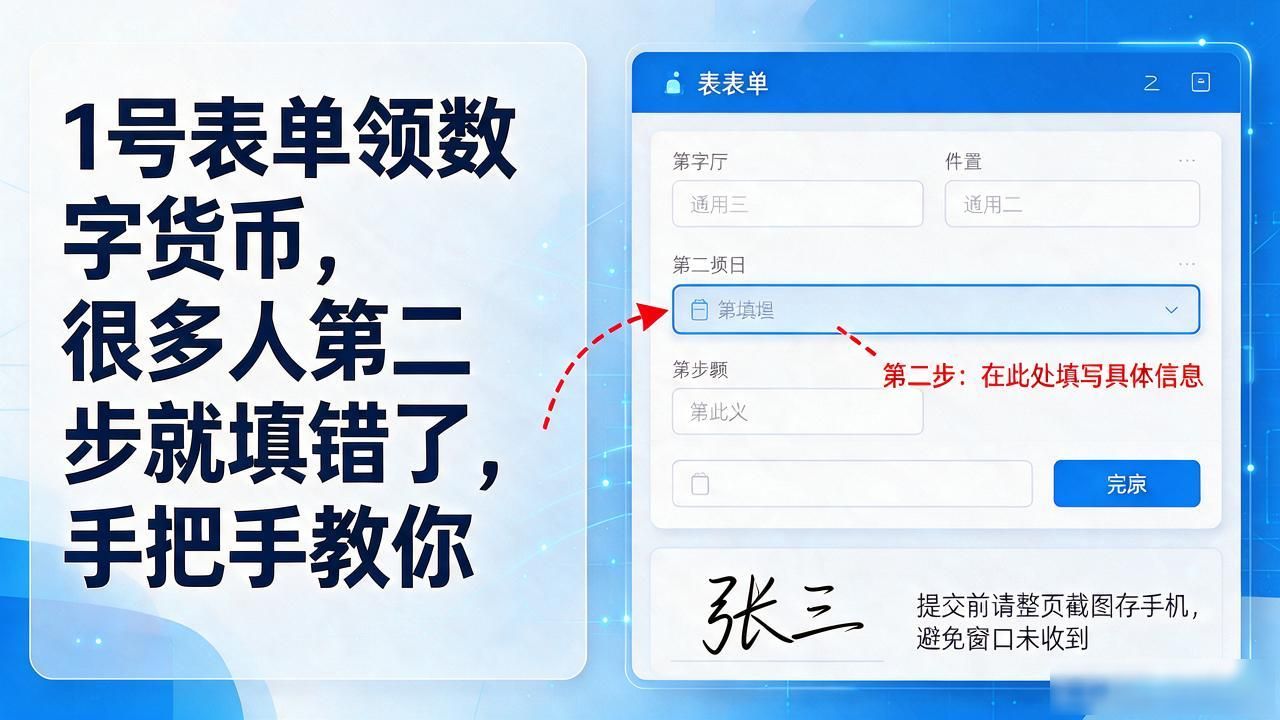 1号表单领数字货币，很多人第二步就填错了，手把手教你