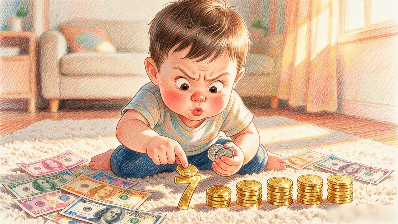 教孩子认数字1到10，拿硬币纸币一摆比干背数管用多了