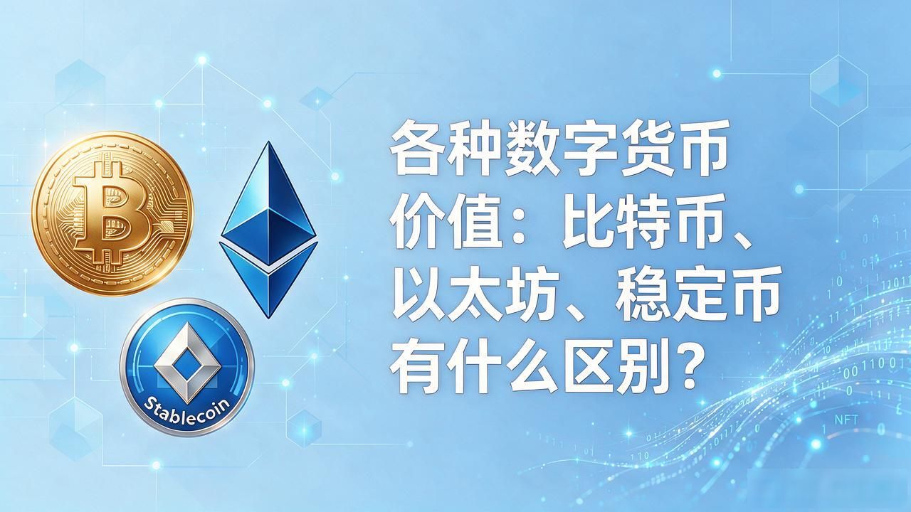 各种数字货币价值：比特币、以太坊、稳定币有什么区别？